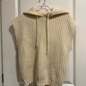 Cozy Cream Knit Hooded Sweater Vest